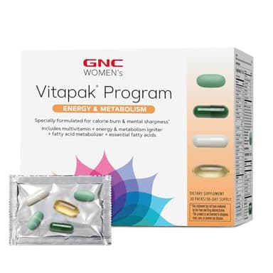 GNC Women’s Energy and Metabolism Vitapak Program, Convenient Complete Nutrition, 4 Products in 1 Packet, Calorie Burn, Mental Sharpness, 200mg Caffeine, with Proven Ingredients, Omega 3s, 30 svgs