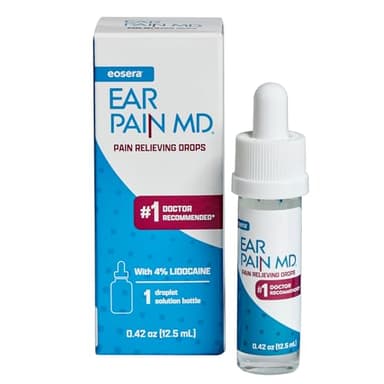 Eosera Ear Pain MD® - 4% Lidocaine Ear Drops for Maximum Strength Pain Relief - Fast-Acting, Numbing Earache Treatment for Adults & Kids (12.5 mL)