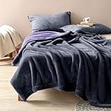 YISURE Couples Blanket Waterproof and Stain Proof Queen Size, 80"x60" Water Proof Blanket for Adults (Grey/Violet), Soft and Machine Washable