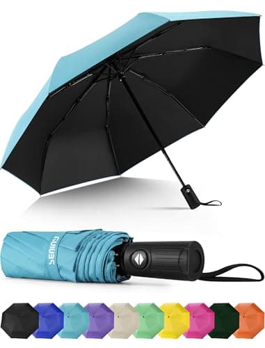 Seniny Windproof Travel Umbrella, Automatic Umbrellas for Rain, Portable & Compact Umbrella for Backpack, Strong UV for Protection, Folding Small Sun Umbrellas for Walking, Car