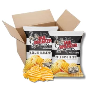 Jail Breaker Brands Potato Chips - Pack of 2 - Cell Boss Blend - Sweet, Tangy, With a Touch of Heat - 8 oz. Bags Boxed