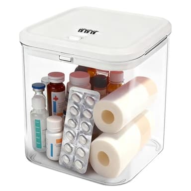 Small Lock Box for Safe Medication,Clear Lock Box with Combination Code,Locked Medicine for Pills First Aid,Lockable storage box for Snack/Fridge/Food/Phone medicine Organizer 5.5x5.5x6.1in