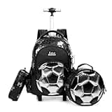 MYHSBYO Kids Rolling Backpack for Boys Roller Backpack with Wheels Elementary Kindergarten School Students Football Trolley School Bag for Boys