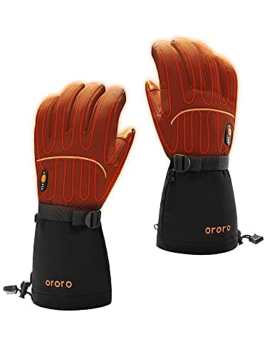 ORORO Heated Gloves for Women and Men, Rechargeable Heated Motorcycle Ski Gloves with Battery (Black,XL)
