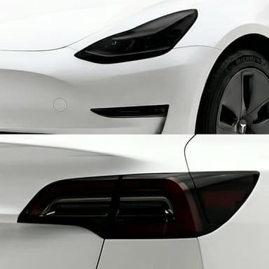 BOGAR TECH DESIGNS Taillight Headlights Smoke Tint PPF, Smokey Headlamp Cover, Tail Lamp Kit Car Accessories Compatible with Tesla Model 3 2017-2023, Dark Smoke