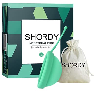 SHORDY Reusable Menstrual Disc (Large), 100% Medical-Grade Silicone, Flexible & Leak-Free Period Disc, Eco Friendly Feminine Hygiene & Care | Tampons, Pads & Cups Alternative (Green)