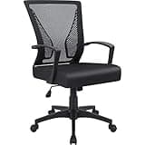 Furmax Office Chair Ergonomic Computer Desk Mesh Chair Mid Back Swivel Lumbar Support with Armrest (Black)