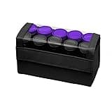 Compact Ceramic Hot Hair Rollers - 1.25" Travel Size Set with Anti-Static Technology, Ionic Infusion, in Sleek Black - 10 Piece Kit