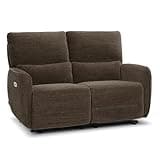 MCombo 60.2" Wall Hugger Power Loveseat Recliner Sofa with Adjustable Headrest, RV Reclining Loveseat with USB and Type C Charge Ports for Living Room 6924 (Brown)