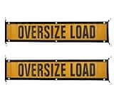 Mytee Products 2 Pack 12"x60" Oversize Load Sign for Trucks w/Bungee Cord & Hook - Stretch Cord Mesh Oversize Load Banner for Escort Vehicles, Car, Flatbed Trailer - Safety Warning Signs