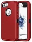 Jelanry for iPhone 5/ 5S/ SE 1st Generation (2016) Case Heavy Duty Rugged Shockproof Dual Layer Protective Shell Sports Anti-Scratches Non-Slip Bumper Hybrid Matte Armor Back Cover Phone Cases, Red