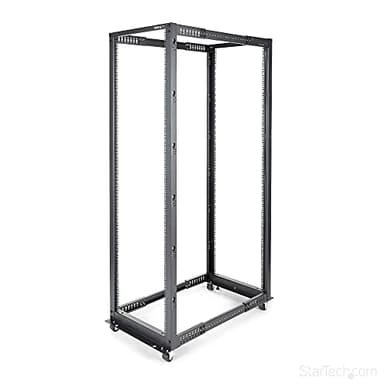 StarTech 42U 4-Post Server Rack, 19in Open Frame Rack with 40in (101cm) Mounting Depth and 1323lb (600kg) Weight Capacity, Mobile or Floor Mount IT Rack