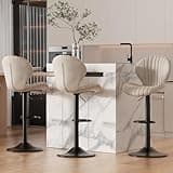 Nalupatio Bar Stools Set of 3 Modern Swivel Bar Chairs, Barstools Counter Height with High Backrest, Easy 3-5 Minute Assembly for Bar, Kitchen, Dining Room Beige