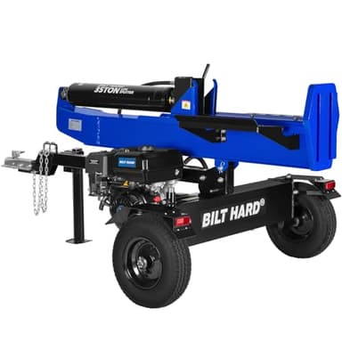 BILT HARD 35-Ton Horizontal/Vertical Gas Powered Hydraulic Full Beam Log Splitter with 301cc OHV Engine, 2" Ball Coupler, 16" DOT Tires, 2 Stage Gear Pump, Firewood Splitting Wood Machine, Auto Return