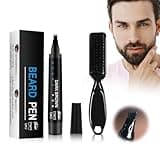 Beard Pencil Filler for Men with 4 Tips, Upgrade Beard Filler Pen with Beard Brush, Waterproof Beard Pen for Men Mustache Repair Shape, Long Lasting Coverage Natural Looking Beard (Dark Brown)