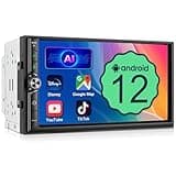 Double Din Car Stereo with Wireless Apple CarPlay Android Auto,7 in QLED Touchscreen Android Car Radio Audio Receiver with Bluetooth,WiFi,FM,GPS Navigation,Subwoofer,USB/SWC/AUX