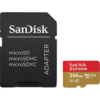 SanDisk 256GB Extreme microSDXC UHS-I Memory Card with Adapter - Up to 160MB/s, C10, U3, V30, 4K, A2, Micro SD - SDSQXA1-256G-GN6MA