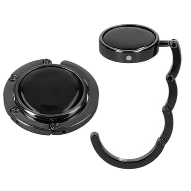 kwmobile Purse Hook for Table - Set of 2 Purse Holder - Folding Handbag Hanger - Portable Bag Holder - Bag Hooks for Desk - Table Hook Black