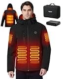 Brimekey Men's Heated Jacket with 7.4V 12000mAh Battery Pack, Heated, Windproof and Waterproof Electric Heating Jacket