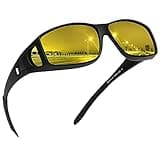 MEETSUN Fit Over Glasses Sunglasses for Men Women,Wrap Around Sunglasses Polarized UV400 Protection （Z1） Black Frame-Night Vision Lens