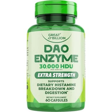 GREAT BILLIOM DAO Enzyme (Diamine Oxidase) - Digestive Enzymes for Women & Men - 30,000 HDU - Gut Health Supplements - Digestive Health Histamine Support - Enzymes for Digestion - 60 Capsules