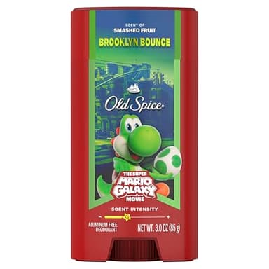 Old Spice Aluminum Free Deodorant for Men, Old Spice x The Super Mario Galaxy Movie, 24/7 Lasting Freshness, Lasting Odor Protection, Smell Super with Brooklyn Bounce, Smashed Fruit Scent, 3.0 oz