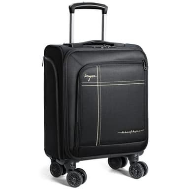Tonyeee Softside Carry on Luggage 22x14x9 Airline Approved, 19 Inch Carry-on Luggage with Spinner Wheels, Water-Resistant Small Suitcase for Women Men Travel Business (Black, 19 inch_Carry on)