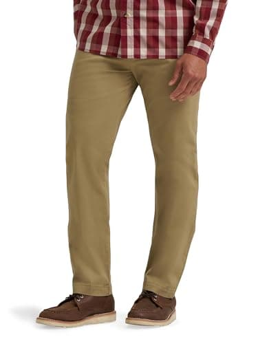 Wrangler Men's Straight Fit Flat Front Chino, Elmwood, 38 x 32
