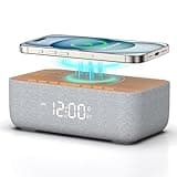 REACHER Alarm Clock Radio, Alarm Clock for Phone/iPhone Charger with Fast Magnetic Wireless Charging, Bluetooth Speaker Charger, FM Radio with Bluetooth, Dimmable Display, Bedroom, Bedside, Desk