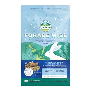 Oxbow Forage Wise Adult Rabbit Food, Engaging Variety Diet with Complete Nutrition in Every Piece, Timothy Hay Based Rabbit Food with Variety, Supports Digestion & Dental Health, Made in USA, 4 lb Bag