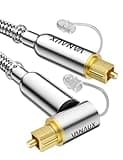VANAUX 90-Degree Optical Audio Cable 6FT,Premium Fiber Optic Toslink Cable(24K Gold-Plated Connectors,Aluminum Alloy Shell,Braided Jacket)Ideal for Tight Spaces,Home Theater,Soundbars,Gaming Consoles