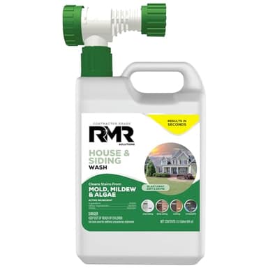 RMR House and Siding Wash - Commercial-Grade Outdoor Stain Remover for Mold, Mildew, and Algae, 64 Ounce Bottle With Hose-End Adapter