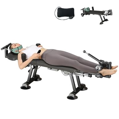 Full Body Electric Traction Bed Table, Massage Cervical & Lumber Back Stretcher Decompression Table for Tension Relief, Back Decompression Machine- Adjustable Stretch Length from 55 to 74 in (Black)