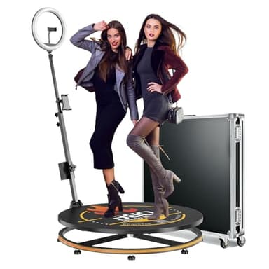 JIYANG 360 Photo Booth Machine with Flight Case,360 Photo Booth Machine for Parties with Chacktok VIP,Software APP Remote Automatic Slow Motion Rotating 360 Video Camera Booth for 2-4 People