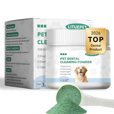 Dog Dental Powder - Fresh Breath Formula,Dog Teeth Cleaning Powder with Probiotics,Effective Plaque and Tartar Remover for Small, Medium, and Large Dogs