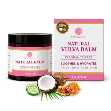 Natruveda Fragrance-Free Vulva Balm Moisturizer for Women – Intimate Hydration & Menopause Dryness Support – Natural Feminine Balm for Vulvar Irritation & Itching – Hormone Free – 3 oz
