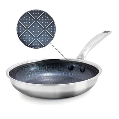 Blue Diamond Hybrid Nonstick Stainless Steel 10” Frying Pan, PFAS-Free Ceramic Diamond Surface Skillet, Diamond Bond Powerful Searing, Dishwasher Safe, Stay-Cool Handle, Induction Ready, All Cooktops