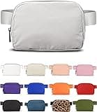 YOSHUYUKI Fanny Pack Crossbody Bag Trendy Waterproof Small Sling Cross Body Purse for Women Men Fashion Waist Packs Mini Belt Bag Pouch Chest Bum Hip Bag Lulu Dupes for Travel Vacation Running Ash