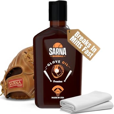 Sarna Baseball Glove Oil - 8 oz. – Softens & Breaks in Leather, Prevents Deterioration, Increases Durability – Premium Formula, Safe for Gloves, Mitts & Sports Gear – Made in USA