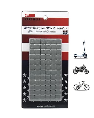 PARTWELL Motorcycle Wheel Weights, 0.18 oz(5 g), 72 Pcs/Box Stick On Vibration Resistant Adhesive Balance Weights for Street & Racing Wheels (Grey)