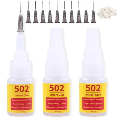 Instant Glue Super Strong Seconds Cyanoacrylate 502 Adhesive Quick Dry, 3Pcs 10g Multi All Purpose Clear Glue for Wood Plastics Metal Glass Models Acrylic Woodworking DIY Crafts Tile Shoes CA Sealant