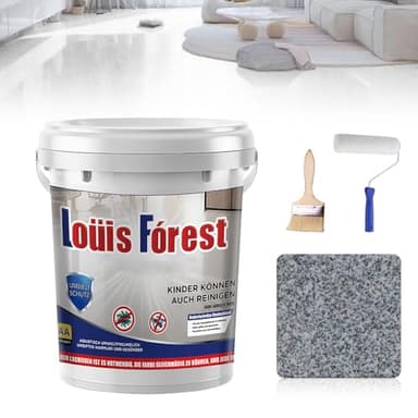Louis Forest Epoxy Floor Paint, High-Gloss Marble Finish, Waterproof, Water-Based Epoxy Coating for Concrete and Garage Floors, Suitable for Both Interior and Exterior Applications (Dark Gray)