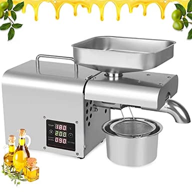 610W Oil Press Machine, 110V Commercial Automatic Oil Press Machine, Hot and Cold Press Oil Machine for Peanut Sesame Coconut Soybean Sunflower Seeds Walnuts