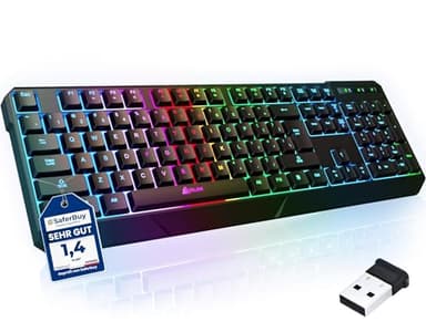KLIM Chroma Wireless Keyboard – RGB Backlit Gaming, Rechargeable Battery, PC Keyboard, Durable & Water-Resistant, Compatible with PS4, PS5 & Mac - Black
