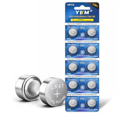 YKM 10 Pack LR41 Button Batteries AG3 L736f L736c L736 392 192 1.5V Alkaline Batteries for Thermometer Watch Battery