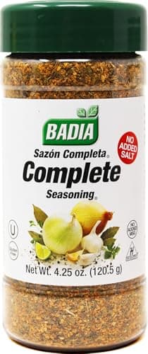 Badia Complete Seasoning Salt-Free, 4.25 oz – All-Purpose Spice Blend of Garlic, Onion, Pepper, Herbs & Spices - Savory Signature Blend (with No Salt)