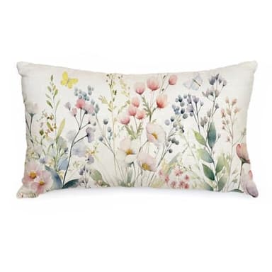 AACORS Spring Pillow Cover 12x20 Inch Floral Butterfly Decorations Seasonal Farmhouse Summer Pillow Case Decor for Sofa Couch AA481-12