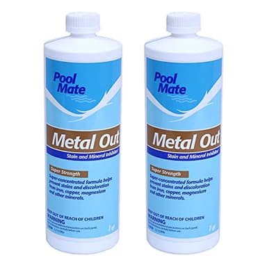 Pool Mate 1-Quart 2-Pack Concentrated Metal Out Stain and Mineral Inhibitor, Pool Metal Remover, Stain Remover, Made in USA