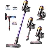 Cordless Vacuum Cleaner, 550W 45KPA 70 Mins Vacuum Cleaners for Home, Self-Standing Cordless Vacuum with Charging Dock Station, LED Display, Upgraded Anti-Tangle Stick Vacuum for Pet Hair/Carpet/Floor