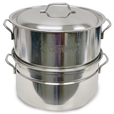 Bayou Classic 300-505 Stainless Oyster Steamer Features Heavy Welded Loop Handles Domed Vented Lid Perfect For Steaming Up To A Half Bushel of Seafood and Vegetables